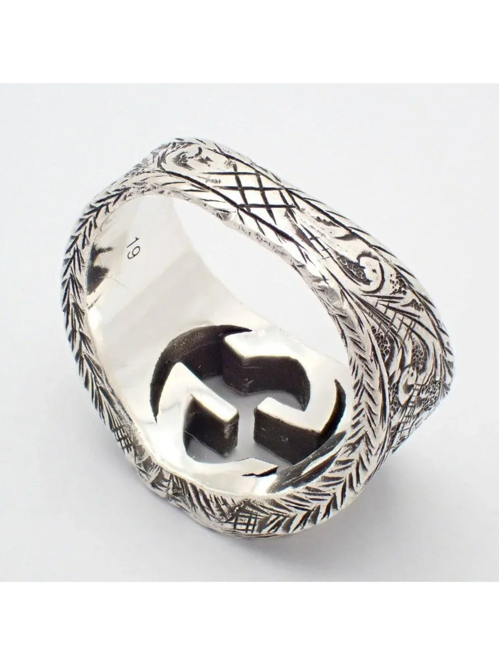 Gucci Interlocking G Arabesque Ring 925 Sterling Silver